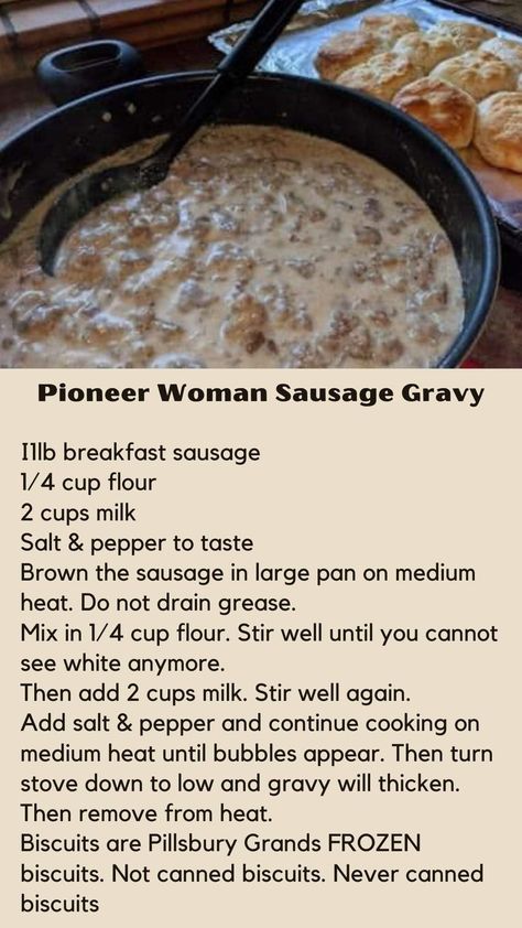 Sausage Gravy Pioneer Woman, Easy Camp Breakfast Ideas, Pioneer Woman Sausage Gravy And Biscuits, Biscuits And Gravy Pioneer Woman, Sausage Gravy For A Crowd, Pioneer Woman Gravy, Pioneer Woman Biscuits And Gravy, Camping Thanksgiving Dinner, Pioneer Woman Breakfast Casserole