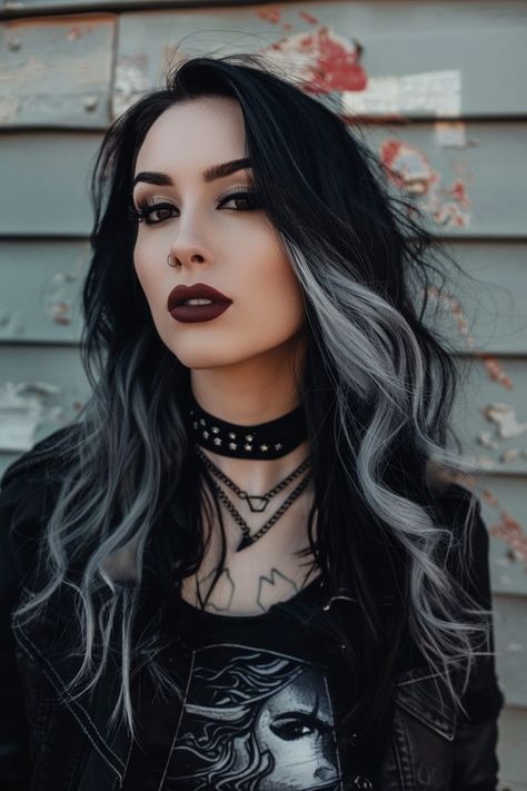 15 Stunning Jet Black Hair Color Ideas Elegant Hair Color Ideas, Jet Black Hair Color Ideas, Jet Black Hair Color, White And Black Hair, Black Hair Color Ideas, Black And Silver Hair, Spooky Hair, Diy Hair Dye, Hair Dye Tips