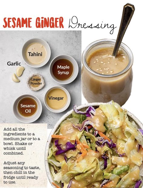 Sesame ginger Dressing... - Mommy Cecel Crafts and Flavors Ginger Dressing Recipe, Sesame Dressing Recipe, Coconut Vinegar, Asian Salad Dressing, Suddenly Salad, Tahini Dressing Recipe, Sesame Ginger Dressing, Quick Delicious Meals, Toasted Sesame Oil