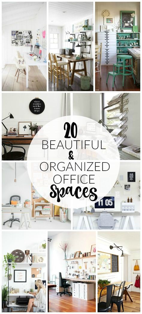 20 Incredibly Beautiful and Organized Office Spaces Organisation, Small Office Organization, Office Inspiration Workspaces, Organize Office Space, Organized Office, Small Office Design, Small Space Office, Beautiful Office, Modern Office Design