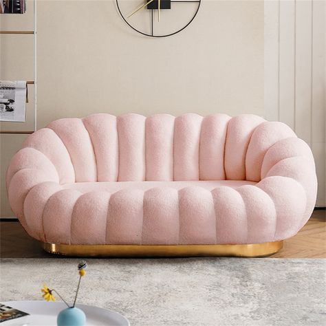 Rosylin Plush Pumpkin 2-Person Sofa Preppy Furniture, Sofa Design Living Rooms, L Shaped Sofa Designs, Pink Couch, Girly Apartment Decor, Bedroom Couch, Modern Sofa Designs, Pink Sofa, Living Room Sofa Design