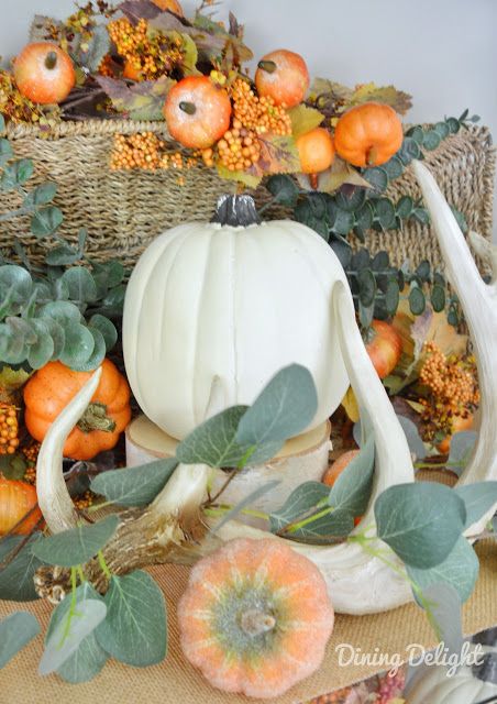 Dining Delight: Orange and Green Fall Decor on the Etagere Fall Mantels, Orange Fall Decor, October Decor, Sage Bedroom, Types Of Oranges, Antlers Decor, Faux Candles, Fall Coffee Table, Orange Wreath