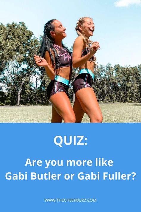 Are you more like Gabi Butler or Gabi Fuller? See which of the iconic cheerleading flyers you are most like by taking this quiz: https://www.thecheerbuzz.com/quiz-are-you-more-like-gabi-butler-or-gabi-fuller/ Gabi Fuller Cheer, Gabi Butler Cheer, Gabi Fuller, Cheerleading Flyer, Gabi Butler, Famous Cheerleaders, Cheer Stunts, What Team, Buzzfeed Quizzes