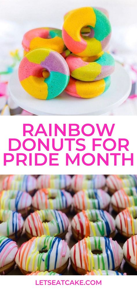 Pride Donut Ideas, Rainbow Donuts Ideas, Pride Month Baked Goods, Pride Baking Ideas, Pride Dessert Ideas, Pride Baking, Pride Treats, Pride Desserts, Pride Cakes