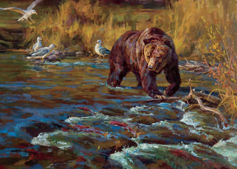 Chad Poppleton - Auction lot details - Artist auction records Bear Artwork, Western Artwork, Indian Artwork, Hunting Art, Bear Paintings, Animal Illustration Art, Wildlife Artwork, Wildlife Paintings, Art Magazine