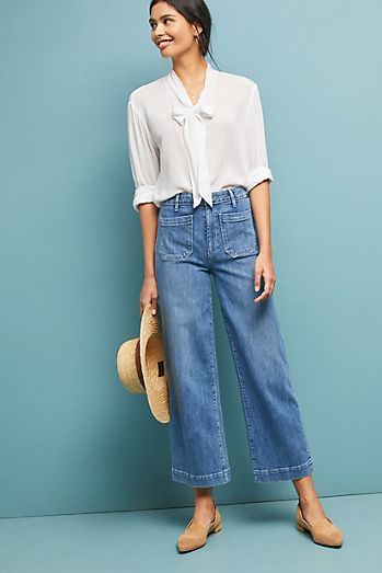 Limited Time: 20% Off Pants & Jeans | Anthropologie Mode Ab 50, Culotte Style, Wide Leg Jeans Outfit, Look Jean, American Denim, Looks Street Style, Outfit Trends, Crop Jeans, 가을 패션