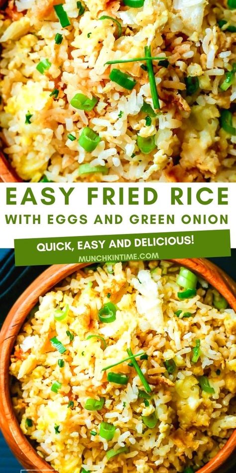 Dinner Recipes With Green Onion, Chicken Recipes With Green Onions, Green Onion Dinner Recipes, Dishes With Green Onions, Chicken And Green Onion Recipes, Fried Rice With Egg Recipe, Scallion Fried Rice, Green Onion Rice Recipes, Chicken Green Onions Recipes