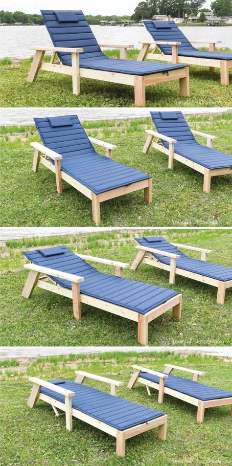 Outdoor Chaise Lounge Chair with Adjustable Back - Houseful of Handmade Diy Wood Lounge Chair, Pool Lounge Chairs Diy, Diy Outdoor Chaise Lounge, Diy Patio Lounge Chair, Wood Lounge Chair Outdoor, Chase Lounge Outdoor Diy, Diy Sunbathing Chair, Wooden Lounge Chair Design, Diy Lounge Chair Outdoor