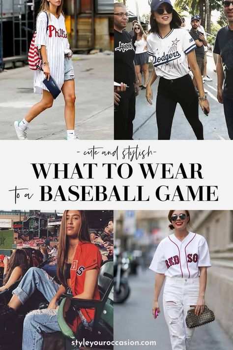 Spring Baseball Game Outfit, Sport Jersey Outfit Women, Style A Jersey, Women Baseball Outfit, Baseball Game Outfit Ideas, Atlanta Braves Outfit, Braves Game Outfit, Oversized Baseball Jersey, Ballpark Outfit