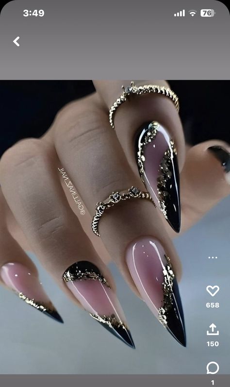 Rocker Nails, Stilleto Nails Designs, Classy Nail Designs, Fancy Nails Designs, Stiletto Nails Designs, Elegant Nails, Classy Nails, Fancy Nails, Chic Nails