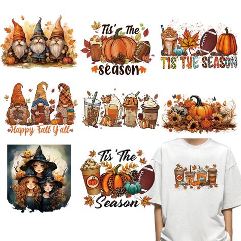 PRICES MAY VARY. 🍁High-quality: Made from premium heat transfer vinyl, our Fall Iron On Transfers ensure vibrant and long-lasting designs on your t-shirts, clothes, pillows, hoodies, and more. 🍁Easy to use: Our Iron On Transfers are designed for hassle-free application. Simply place the transfer on the desired surface, apply heat with an iron or heat press, and peel off the backing paper. It's that simple! 🍁Stunning Fall designs: Featuring beautiful Fall-themed patterns, such as pumpkins and Thanksgiving Shirt Designs, Fall T Shirt Design Ideas, Fall Shirt Ideas, Fall Applique Designs, Cute Fall Shirts, Autumn Shirts, Ironing Pad, Fall Designs, Autumn Thanksgiving