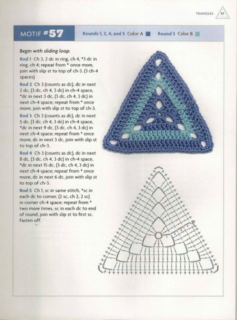 Crochet Triangle Pattern, Triangle En Crochet, Motifs Granny Square, Crochet Bunting, Confection Au Crochet, Crochet Triangle, Crochet Blocks, Crochet Square Patterns, Granny Squares Pattern