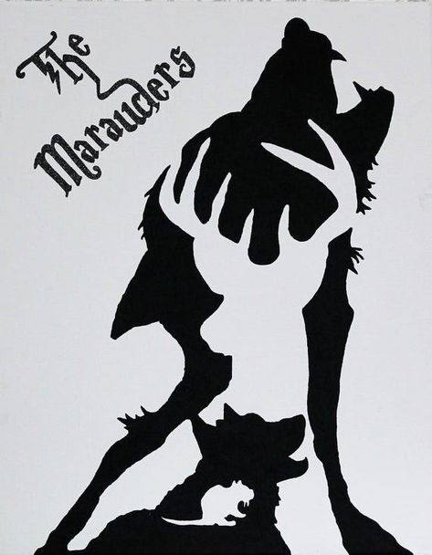 Marauders Silhouette, Marauders Painting, Harry Potter Silhouette, Harry Potter Day, Harry Potter Christmas Tree, Harry Potter Crochet, Harry Potter Painting, Projets Cricut, Images Harry Potter