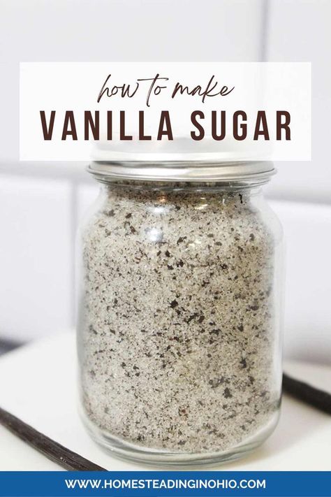 Essen, Vanilla Sugar Recipe, Vanilla Bean Recipes, Vanilla Extract Recipe, Homemade Dry Mixes, Fall Meals, Infused Sugar, Vanilla Bean Powder, Homemade Vanilla Extract