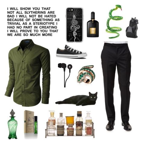 "Slytherin Pride" by emily-oberry-culler ❤ liked on Polyvore featuring LE3NO, Ermenegildo Zegna, Casetify, Tom Ford, MOA Magic Organic Apothecary, Melissa & Doug, Converse, Skullcandy, men's fashion and menswear Loki Inspired Outfit Men, Slytherin Outfit Ideas Men, Slytherin Outfit Men, Slytherin Outfit Ideas, Slytherin Inspired Outfits, Slytherin Uniform, Slytherin Clothes, Slytherin Outfit, Slytherin Pride