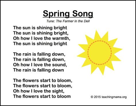 Spring song, I like it butI might need to alter it a bit for toddlers. Bug Songs, Spring Songs, April Preschool, Spring Lesson Plans, Transition Songs, Spring Themes, Preschool Spring, Spring Lessons, Circle Time Songs