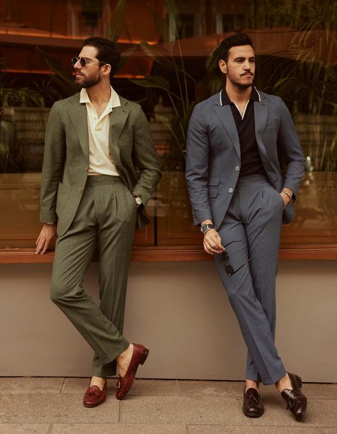 Men Italian Wedding Guest, Mens Suit Summer Wedding Guest, Summer Men Wedding Outfit, Cocktail Wedding Outfit Men, Old Money Wedding Outfit Men, Men Wedding Guest Outfit Spring, Havana Suit Men, Italian Wedding Suit For Men, Relaxed Fit Suit Men