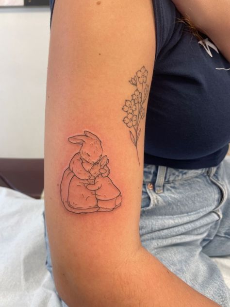 Japanese Tattoo Simple, Peter Rabbit Tattoo, Peter Rabbit Tattoos, Half Back Tattoo, Parent Advisory, Tattoo Simple Design, Tattoo Designs Japanese, Back Tattoo Designs, Mum Tattoo