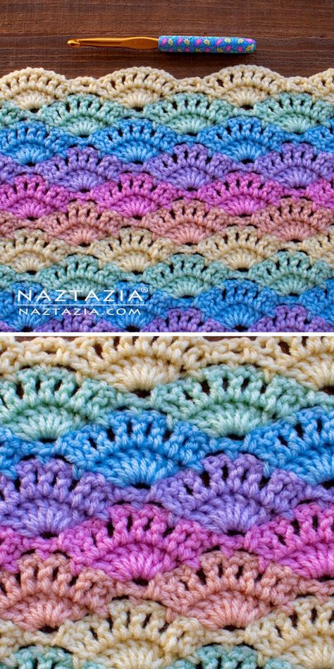 Crochet Shell Blanket, Crochet Shell Pattern, Crochet Blanket Stitch Pattern, Crocheted Afghans, Crochet Baby Blanket Free Pattern, Crochet Blanket Pattern Easy, Crochet Afghan Patterns Free, Crochet Shell Stitch, Crochet Stitches For Blankets