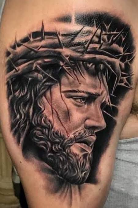 (18) WhatsApp Jesus Tattoo On Arm, Religous Tattoo, Jesus Tattoos, Cruces Tattoo, Jesus Christ Tattoo, Aztec Tattoos Sleeve, Jesus Tattoo Design, Catholic Tattoos, Chicano Tattoos Sleeve