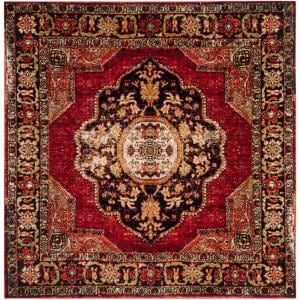 Safavieh Crystal Orange/Light Blue 5 ft. x 5 ft. Square Area Rug-CRS500A-5SQ - The Home Depot Persian Motifs, Square Area Rugs, Square Rug, Persian Area Rugs, Red Area Rug, Vintage Area Rugs, Distressed Rugs, Indoor Area Rugs, Power Loom