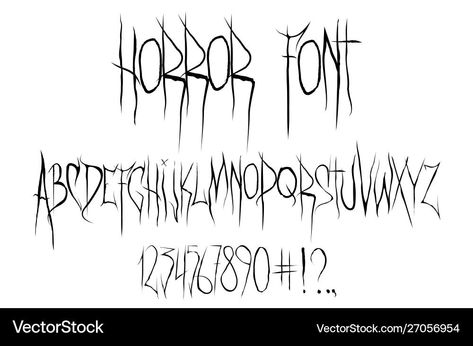 spooky calligraphy Spooky Calligraphy, Creepy Fonts, Creepy Manga, Manga Font, Creepy Font, Scary Font, Letter Fonts, Monster Tattoo, Scary Drawings