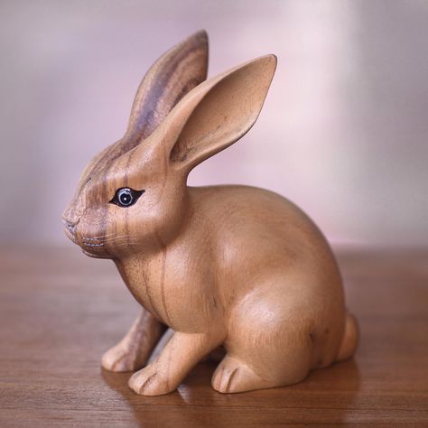 Ginger Rabbit, Cute Ginger, Simple Wood Carving, Wood Carving For Beginners, Rabbit Sculpture, Wooden Rabbit, Dremel Wood Carving, Wood Carving Designs, Wood Carving Patterns