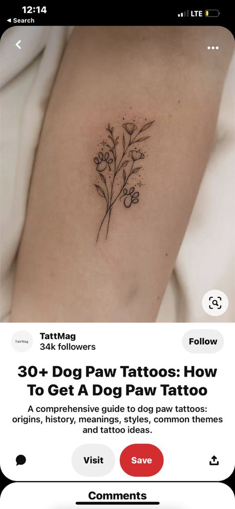 Flower Tattoo With Paw Print, Wildflower Dog Tattoo, Dog Rib Tattoo, Dog Birth Flower Tattoo, Late Pet Tattoo, Paw Print Flower Bouquet Tattoo, Dog Tattoo On Ribs, Flower Paw Tattoo, Paw Print Bouquet Tattoo