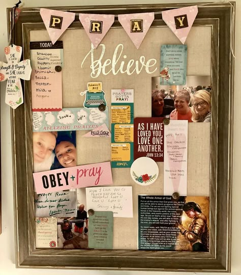 Sharing my prayer board. I bought this beautiful bulletin board years ago and I keep prayer requests pinned to it. This is part of my war… | Instagram Prayer Poster Board, Prayer Board Ideas For Kids, Prayer Boards With Friends, Prayer Board Ideas Creative Christian, Prayer Board Party, Prayer Board Party Ideas, Cute Prayer Board Ideas, Prayer Board Ideas 2024, Prayer Board Ideas How To Make