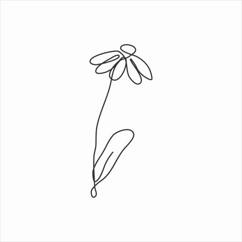 Flowers Line Drawing Simple, Linear Flower Drawing, Continual Line Drawing, Easy Continuous Line Drawing, Single Line Art Flower, Continuous Line Flower Drawing, Flower Continuous Line Drawing, Simple Continuous Line Drawing, Single Line Tattoo Flower