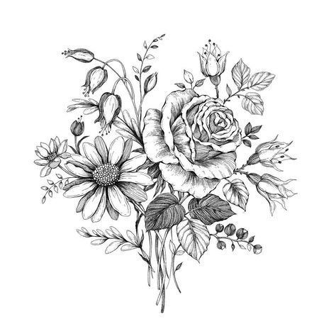 Alice on Instagram: “▫️Floral bouquet▫️ . . This bouquet is inspired by an unconventional picture 🖤 swipe to see. . . #arrangement #cheesecake…” Sketch Rose, Floral Doodle, Flower Drawing Design, Art Hub, Flower Sketches, Colorful Bouquet, Hand Embroidery Art, Color Pencil Art, Black And White Illustration