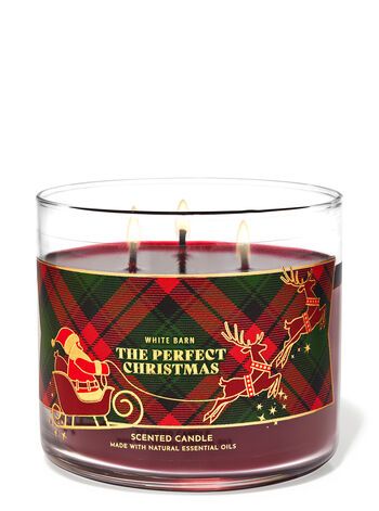 The Perfect Christmas 3-Wick Candle - White Barn | Bath & Body Works Three Wick Candle, Christmas Scented Candles, Christmas Scents, Holiday Scents, Holiday Candles, Bath Candles, Essential Oil Candles, The Perfect Christmas, White Barn