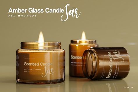 Amber Jar Candle Labels, Amber Candle Jars, Pizza Packaging Design, Pizza Packaging, Amber Glass Candle, Glass Candle Jars, Candle Mockup, Amber Jar Candle, Transparent Labels