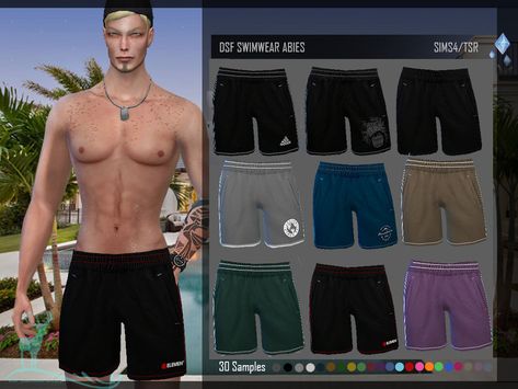 DanSimsFantasy's DSF SWIMWEAR / SHORTS ABIES The Sims 4 Pack, Sims 4 Men Clothing, Sims 4 Hair Male, Sims 4 Male Clothes, Sims 4 Piercings, Swimsuits Sporty, Sims 4 Body Mods, Sims4 Clothes, Sims 4 Cc Packs