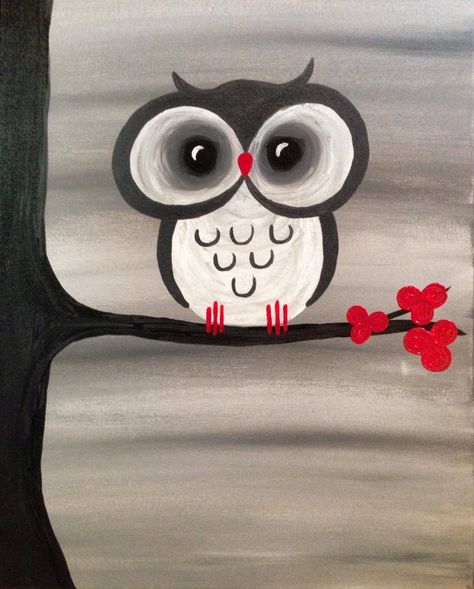 Paint Nite, Easy Canvas Painting, Owl Painting, Night Painting, Owl Art, Diy Canvas, Big Eyes, Painting Projects, Art Paint