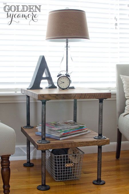 DIY Industrial Pipe Projects are an easy way to add a touch of industrial decor to your home. Here are 10 of the BEST DIY industrial pipe projects. Industrial Side Table, Diy Side Table, Diy End Tables, Decor Ikea, Vintage Industrial Furniture, Pipe Furniture, Industrial House, Cool Ideas, Easy Home Decor