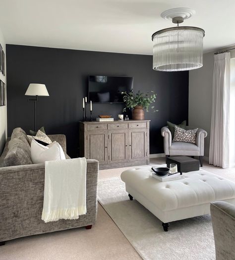 The perfect spot to cosy up in the evening! @fiveatnumberthree Big Lounge Ideas, Dark Olive Paint, Exterior Colour Schemes, Green Living Room Color Scheme, Lounge Colours, Olive Paint, Xbox Room, Olive Living Rooms, Interior Paint Finishes