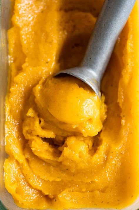 Sorbet Without Ice Cream Maker, Minty Mango, Mango Sorbet Recipe, Fibro Fog, Low Histamine Diet, Quick Easy Vegan, Frozen Mango, Mango Sorbet, Sorbet Recipes