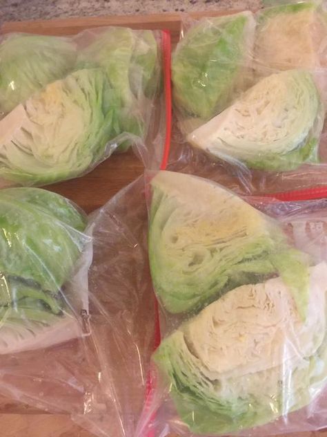 Freezing Cabbage, Freezing Food Guide, Freezing Vegetables, Cabbage Head, Canning Vegetables, Canned Food Storage, Growing Pains, Frozen Veggies, Food Saver