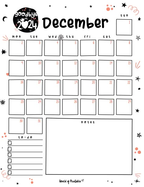 Embrace the festive spirit with our Printable December Calendar. Thoughtfully designed to bring clarity to your month, this calendar is perfect for planning holiday festivities and staying organized. Bullet Journal Monthly Calendar, Dec Calendar, Ipad Journaling, Printable December Calendar, December Printable, December Planner, World Of Printables, Planner Calendar Printables, December Bullet Journal