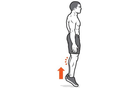 4. Calf Raise http://www.menshealth.com/fitness/brace-yourself-for-big-gains/slide/4 Calf Raises At Home, Calf Raise Challenge, How To Get Big Calf Muscles, Weighted Calf Raises, Calf Growing Exercises, Sprinter Workout, Calf Raises Exercise, Big Muscle Men, Standing Calf Raise