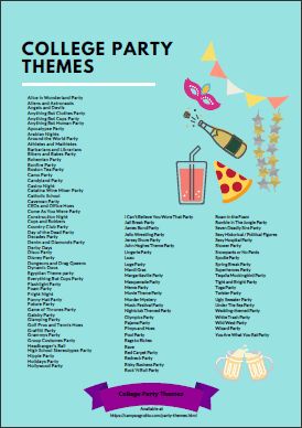 College Party Themes Party Ideas For College Students, Frat Party Ideas Themes, Themes For Parties College, Frat Sorority Theme Party, S Themed Party Costumes, Best Costume Party Themes, Fun College Party Themes, Theme For College Event, Party Themes Ideas For Teens