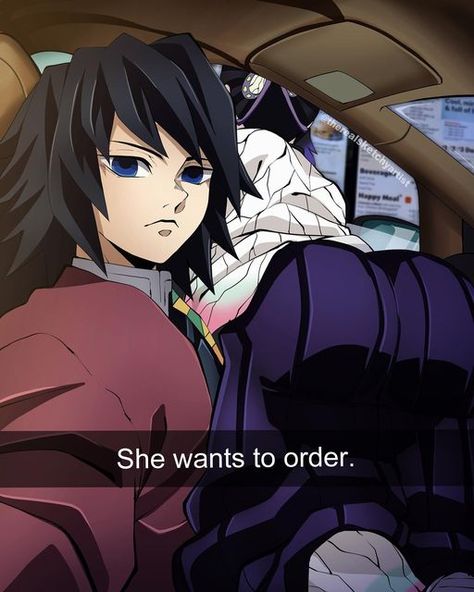 She Wants To Order, Giyu And Shinobu, He Wants To Order, Meme Art, Demon King Anime, Dragon Slayer, Cartoon Profile Pics, Animes Yandere, Best Anime Shows