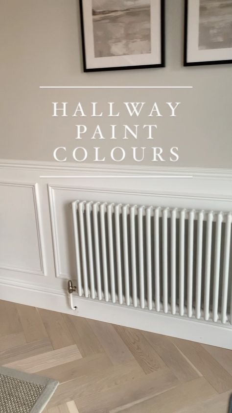 Coloured Panelling Hallway, Useful Hallway Ideas, Trending Hallway Paint Colors, Hall Paint Color Ideas, Farrow And Ball Hallway Panelling, Hallway Paint Colours Uk, Living Room Panelling Colour Ideas, Paint Colours For Hallway And Stairs, Farrow And Ball Ammonite Hallway