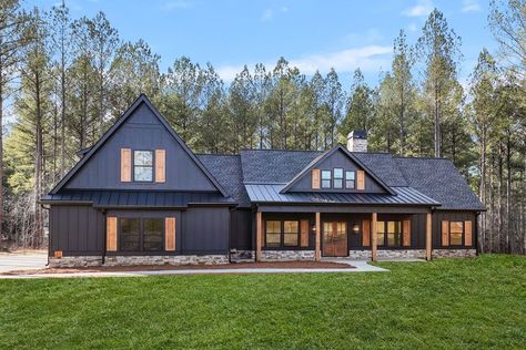 Architectural Designs - House Plans Modern Farmhouse Layout, Ranch Style Floor Plans, Roof Rafters, Three Beds, Farmhouse Layout, Gray House Exterior, Garage Ceiling, Craftsman Farmhouse, Vaulted Great Room