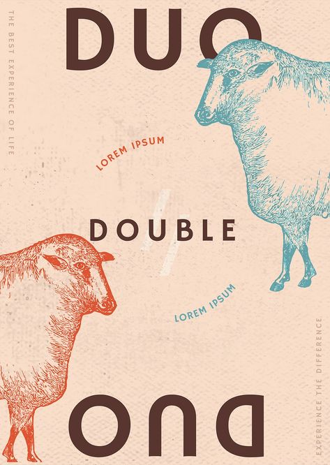 Retro poster editable template psd with animal logo | free image by rawpixel.com / Techi Ornament Illustration, Retro Business Card, Sheep Design, Restaurant Poster, Best Templates, Animal Logo, Vintage Ornaments, Free Illustrations, Cool Posters