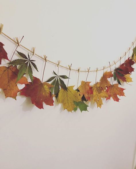 Fall Leaf Garland Diy, Leaf Garland Diy, Fall Leaf Garland, Garland Diy, Fall Leaf, Diy Garland, Leaf Garland, Dry Leaf, Aesthetic Rooms