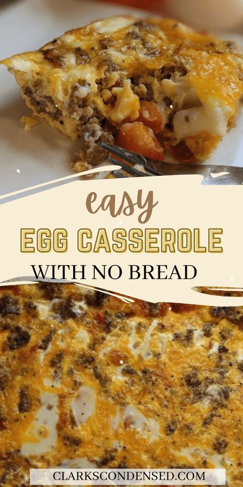 Easy Egg And Bacon Casserole, Sausage Breakfast Casserole No Bread, Breakfast Casserole With No Bread, Egg Casserole With Bread Cubes, Breakfast Casseroles For Two, Egg And Sausage Casserole Without Bread, Brunch Casserole Recipes Healthy, Egg Bake For Large Group, No Bread Breakfast Casserole