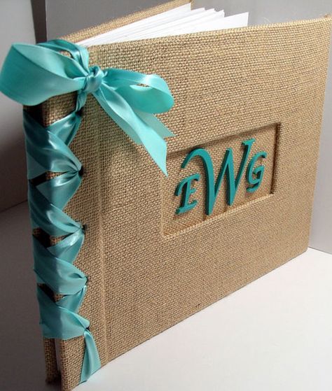 Diy Wedding Guest Book, Burlap Monogram, Rustic Wedding Guest Book, Burlap Wedding, Handmade Book, Handmade Books, Wedding Album, Monogram Wedding, Book Binding