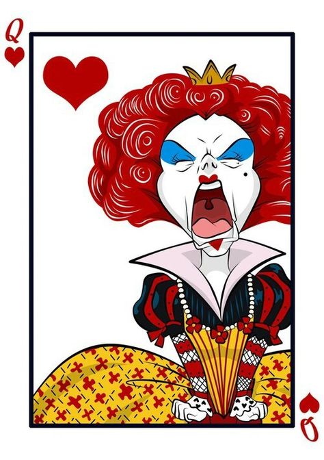 Queen Of Hearts Diy, Cartoon Queen, Alice In Wonderland Artwork, Wonderland Artwork, Pinturas Disney, Artwork For Home, Art Pop, Playing Card, Disney Drawings